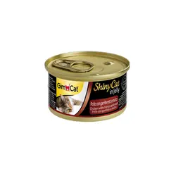 کنسرو گربه جیم کت طعم ژله مرغ با میگو و مالت مدل(GimCat ShinyCat in Jelly chicken with shrimp and malt) با وزن 70 گرم