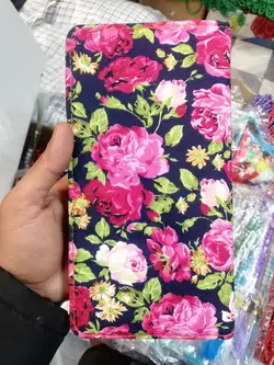 کیف پول گل گلی طرح پارچه
