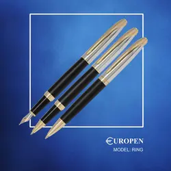 یوروپن رینگ نیمه کروم مشکی مات گیره زرد Europen Ring Black steel clip - نوشت افزار بابک