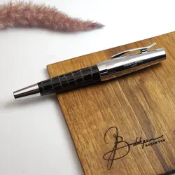 خودنویس فابرکاستل ایموشن کروکودیل مشکی 148230 Faber-Castell E-motion precious resin croco fountain pen black - نوشت افزار بابک