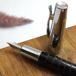 خودنویس فابرکاستل ایموشن کروکودیل مشکی 148230 Faber-Castell E-motion precious resin croco fountain pen black - نوشت افزار بابک