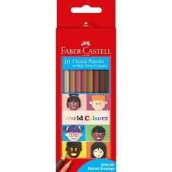 مداد رنگی فابرکاستل رنگ پوست 10 رنگ 115802 FABER-CASTELL Col.pencil Classic World Colours 10 pack - نوشت افزار بابک