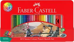 مداد رنگی فابرکاستل تخت کلاسیک 60رنگ 115893 FABER-CASTELL Color pencil metal flat 60 colors - نوشت افزار بابک