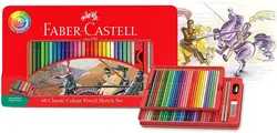 مداد رنگی فابرکاستل تخت کلاسیک 60رنگ 115893 FABER-CASTELL Color pencil metal flat 60 colors - نوشت افزار بابک