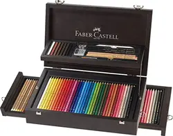 مداد رنگی فابرکاستل فول 3 طبقه جعبه چوبی FABER-CASTELL Art & Graphic Collection wooden case pieces 110085 - نوشت افزار بابک