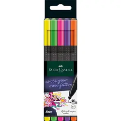 فابرکاستل ماژیک روان نویس سر نمدی گریپ 5 تایی نئونی FABER CASTELL Grip Finepen neon 151603 - نوشت افزار بابک