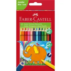 فابرکاستل مداد رنگی جامبو مثلثی 12 رنگ Faber Castell Coloured pencil triangular Jumbo box of 12 5.4mm 116501 - نوشت افزار بابک