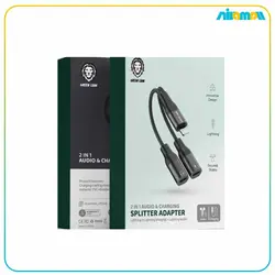 کابل تبدیل 2 ب1 گرین لاین Lightning To Lightning و تبدیل Lightning برای تبدیل صدا مدل Splitter Adapter