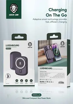 پاوربانک مگ سیف گرین لاین مدل Luxembourg ظرفیت 10000 میلی آمپر ساعت