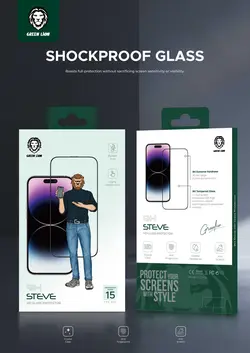 محافظ صفحه نمایش شفاف گرین لاین مدل 9H Steve HD مناسب برای گوشی موبایل  iPhone 15 Pro Max