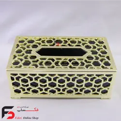 ست سطل و جا دستمال کاغذی مدرن طلایی