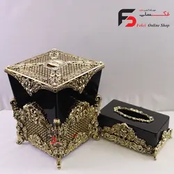 ست سطل و جا دستمال کاغذی لوکس مشکی