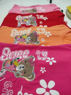 کد 1194 بلوز شورت خرس پولک دار نوزادی و کودک