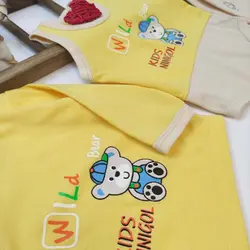 کد 1358 سه تکه زرد خرس کلاه آبی نوزادی و کودک