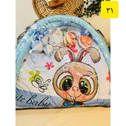 کد 1321 (31) تشک بازی مخمل دایره طرح خرگوش آبی نوزادی و کودک