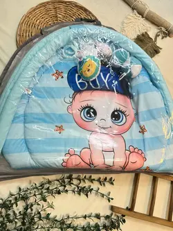 تشک بازی مخمل دایره طرح پسر نوزادی و کودک کد 91011