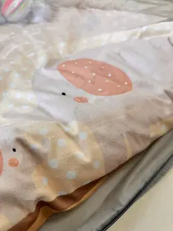 تشک بازی مخمل دایره طرح دو فیل کرمی نوزادی و کودک کد 91039