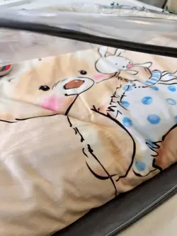 تشک بازی مخمل دایره طرح خرس کرمی نوزادی و کودک کد 91040