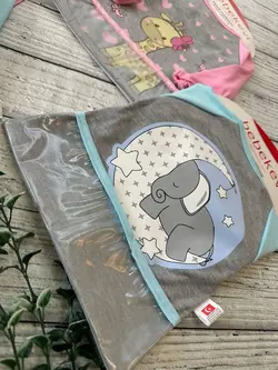 پیشبند آستین دار پشت مشمایی طرح دار عروسکی نوزادی و کودک کد 49005