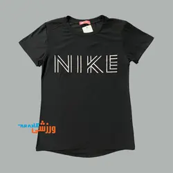 تیشرت زنانه تنفسی طرح نایکی (تک رنگ مشکی)