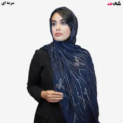 شال حریر مجلسی طرح برگ پولک دوزی