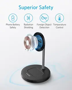پایه نگهدارنده گوشی و شارژر وایرلس انکر مدل A2543 توان 7.5 وات ا Anker PowerWave 2-in-1 Wireless Charging Stand A2543