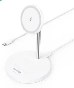 پایه نگهدارنده و شارژر بی سیم اپل Anker Wireless Charging Stand, PowerWave 2-in-1 – مدل A2543