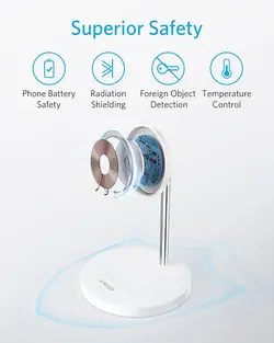 پایه نگهدارنده و شارژر بی سیم اپل Anker Wireless Charging Stand, PowerWave 2-in-1 – مدل A2543