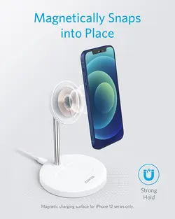 پایه نگهدارنده و شارژر بی سیم اپل Anker Wireless Charging Stand, PowerWave 2-in-1 – مدل A2543