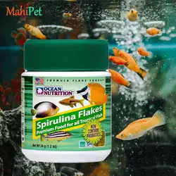 غذای ماهی پولکی جلبک اوشن نوتریشن Ocean Nutrition Spirulina Flakes وزن 34 گرم