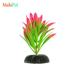 گیاه مصنوعی آکواریوم کد 120 مدل برگ بلند دو رنگ سبز و صورتی