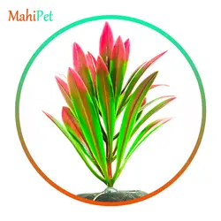 گیاه مصنوعی آکواریوم کد 120 مدل برگ بلند دو رنگ سبز و صورتی