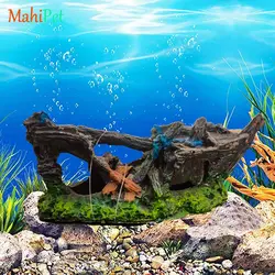 دکور آکواریوم قایق پلی استر کد 316