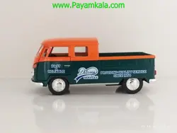 (طرح جدید) ماکت ماشین فلزی وانت فولکس دوکابین کینسمارت (Volkswagen Bus Double Cab BY KINSMART) سبز-نارنجی