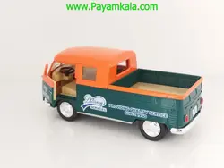 (طرح جدید) ماکت ماشین فلزی وانت فولکس دوکابین کینسمارت (Volkswagen Bus Double Cab BY KINSMART) سبز-نارنجی