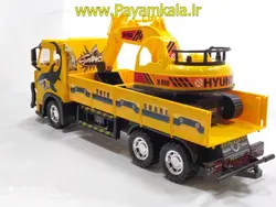 اسباب بازی کامیون DORJ زرد با حمل بیل مکانیکی