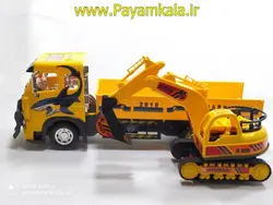اسباب بازی کامیون DORJ زرد با حمل بیل مکانیکی
