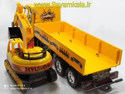 اسباب بازی کامیون DORJ زرد با حمل بیل مکانیکی