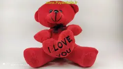عروسک پولیشی خرس قلبی (14144) قرمز سایز متوسط