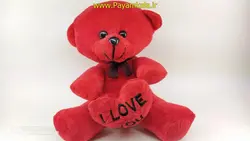 عروسک پولیشی خرس قلبی (14144) قرمز سایز متوسط