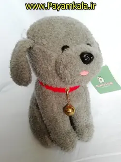 عروسک خارجی سگ زنگوله دار (کد 101) طوسی در فروشگاه پیام کالا