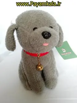 عروسک خارجی سگ زنگوله دار (کد 101) طوسی در فروشگاه پیام کالا