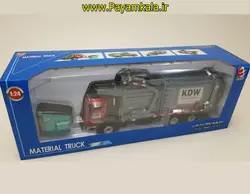 ماکت فلزی کامیون مکانیزه حمل زباله + سطل (MATERIAL TRUCK) (KDW 1:24) جعبه دار