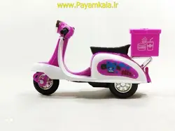 (صندوق دار) اسباب بازی ماکت عقب کش موتور وسپا بنفش