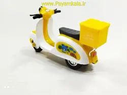 (صندوق دار) اسباب بازی ماکت عقب کش موتور وسپا زرد