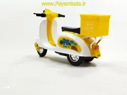 (صندوق دار) اسباب بازی ماکت عقب کش موتور وسپا زرد
