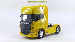 ماکت تریلی اسکانیا (SCANIA R730 BY WELLY) تک محور زرد