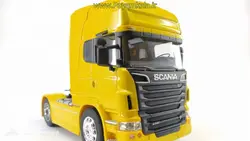 ماکت تریلی اسکانیا (SCANIA R730 BY WELLY) تک محور زرد