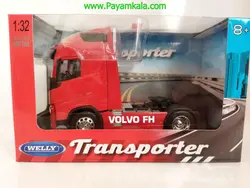 (تک محور) ماکت تریلی ولوو (VOLVO FH) بزرگ 1:32 (WELLY) قرمز