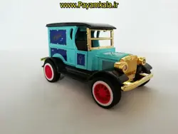 (طرح 02) ماکت فورد سواری چراغدار موزیکال کلاسیک (FORD BY Y66) آبی (1:32)